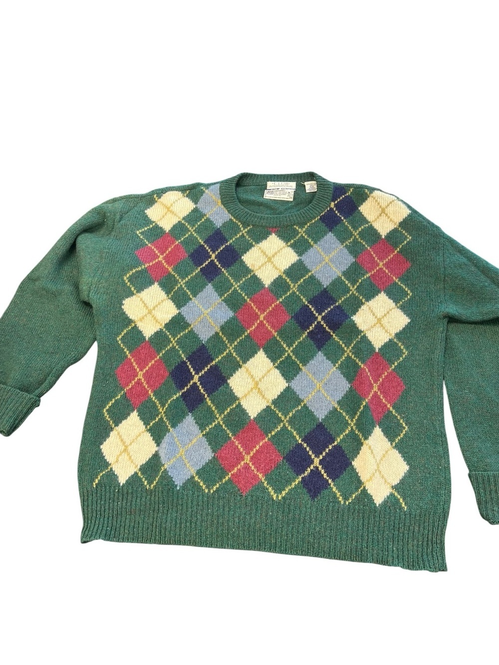 Club international vintage golf style sweater XL Size 100%wool (01)